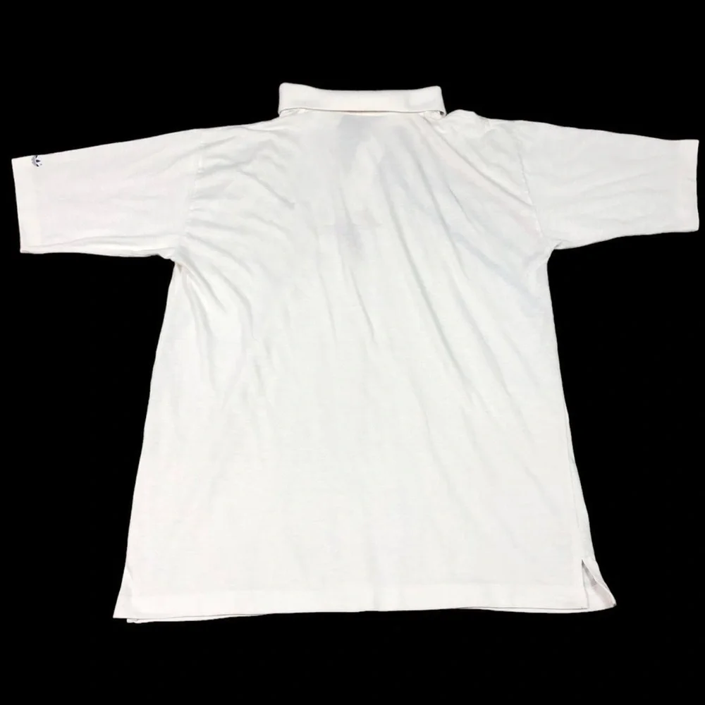 Vintage Adidas‎ Logo Button Polo White Red Blue Shirt Adult Size Medium